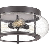 Quoizel Trilogy 16in 3-Light Flush Mount | Industrial Old Bronze and Clear Seedy Glass | Hallway & Entryway | 16 x 16 x 7 in | Model TRG1616OZ