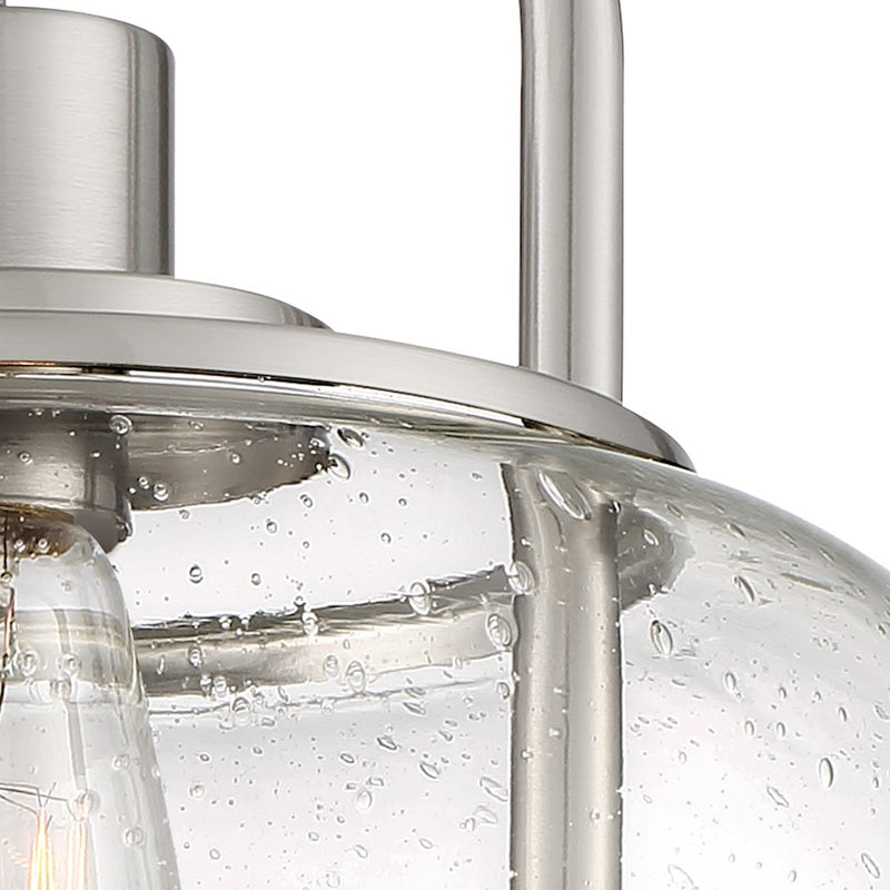 Quoizel Trilogy 10in 1-Light Semi-Flush Mount | Industrial Brushed Nickel and Clear Seedy Glass | Hallway & Entryway | Model TRG1710BN