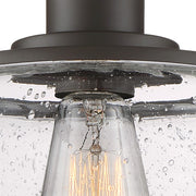 Quoizel Trilogy 10in 1-Light Semi-Flush Mount | Industrial Old Bronze and Clear Seedy Glass | Hallway & Entryway | 10 x 10 x 9.25 in | Model TRG1710OZ