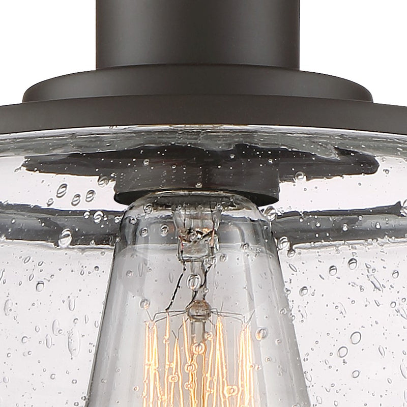 Quoizel Trilogy 10in 1-Light Semi-Flush Mount | Industrial Old Bronze and Clear Seedy Glass | Hallway & Entryway | 10 x 10 x 9.25 in | Model TRG1710OZ