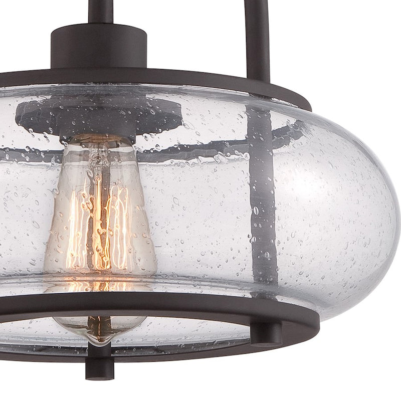Quoizel Trilogy 12in 1-Light Semi-Flush Mount | Industrial Old Bronze and Clear Seedy Glass | Hallway & Entryway | 12 x 12 x 10 in | Model TRG1712OZ