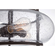 Quoizel Trilogy 16in 3-Light Semi-Flush Mount | Industrial Old Bronze and Clear Seedy Glass | Hallway & Entryway | 16 x 16 x 12 in | Model TRG1716OZ