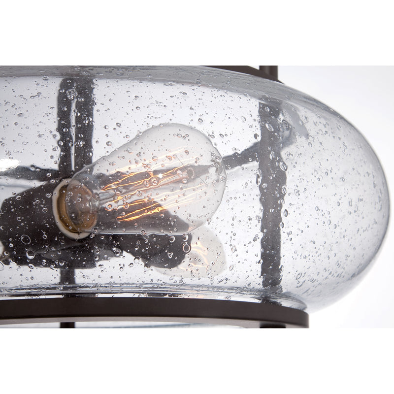 Quoizel Trilogy 16in 3-Light Semi-Flush Mount | Industrial Old Bronze and Clear Seedy Glass | Hallway & Entryway | 16 x 16 x 12 in | Model TRG1716OZ