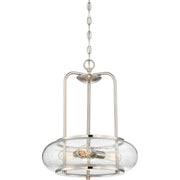 Quoizel Trilogy 16in 3-Light Pendant | Industrial Brushed Nickel and Clear Seedy Glass | Kitchen Island & Dining Room | Model TRG1816BN