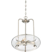 Quoizel Trilogy 16in 3-Light Pendant | Industrial Brushed Nickel and Clear Seedy Glass | Kitchen Island & Dining Room | Model TRG1816BN