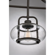 Quoizel Trilogy 38in 3-Light Island Chandelier | Industrial Old Bronze and Clear Seedy Glass | Kitchen Island & Dining Room | Model TRG338OZ