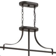 Quoizel Trilogy 38in 3-Light Island Chandelier | Industrial Old Bronze and Clear Seedy Glass | Kitchen Island & Dining Room | Model TRG338OZ