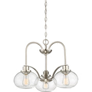 Quoizel Trilogy 22in 3-Light Chandelier | Industrial Brushed Nickel and Clear Seedy Glass | Dining Room & Foyer | 22 x 22 x 16.5 in | Model TRG5103BN