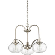 Quoizel Trilogy 22in 3-Light Chandelier | Industrial Brushed Nickel and Clear Seedy Glass | Dining Room & Foyer | 22 x 22 x 16.5 in | Model TRG5103BN