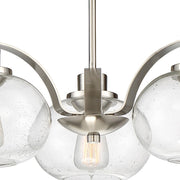 Quoizel Trilogy 22in 3-Light Chandelier | Industrial Brushed Nickel and Clear Seedy Glass | Dining Room & Foyer | 22 x 22 x 16.5 in | Model TRG5103BN