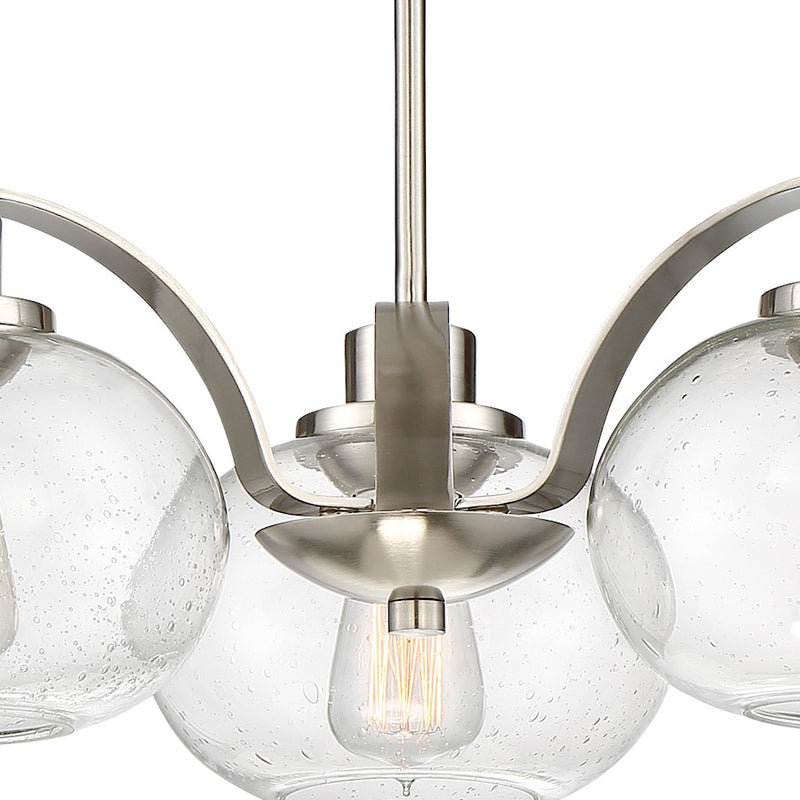 Quoizel Trilogy 22in 3-Light Chandelier | Industrial Brushed Nickel and Clear Seedy Glass | Dining Room & Foyer | 22 x 22 x 16.5 in | Model TRG5103BN