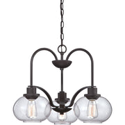 Quoizel Trilogy 22in 3-Light Chandelier | Industrial Old Bronze and Clear Seedy Glass | Dining Room & Foyer | 22 x 22 x 16.5 in | Model TRG5103OZ
