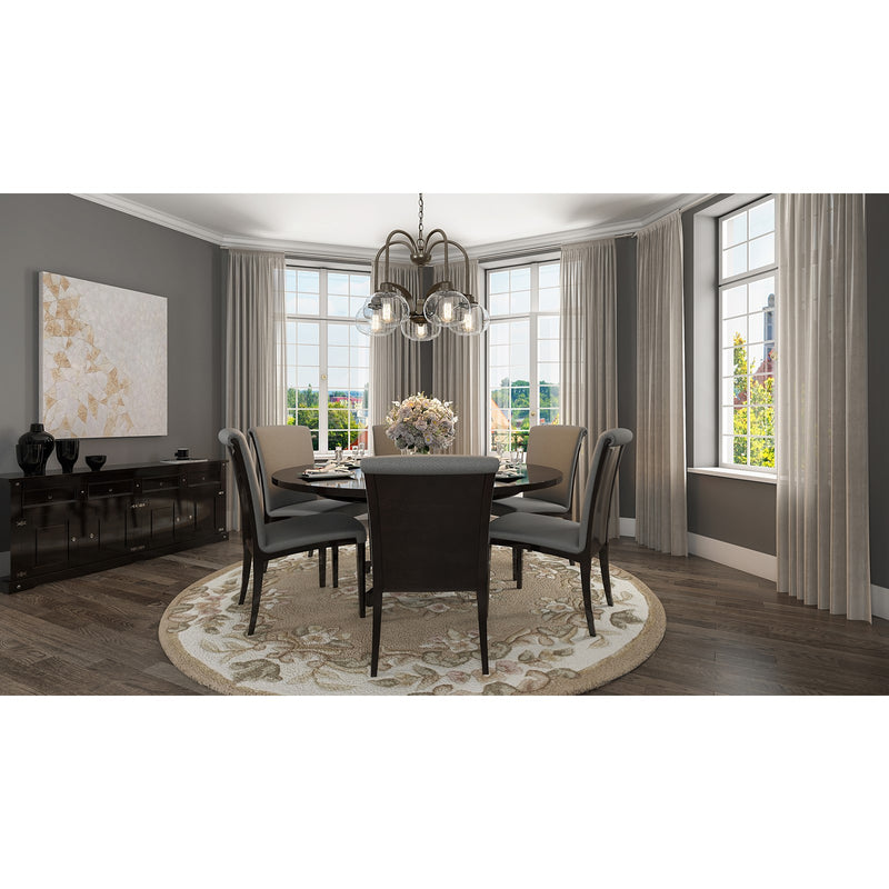 Quoizel Trilogy 26in 5-Light Chandelier | Industrial Old Bronze and Clear Seedy Glass | Dining Room & Foyer | 26.25 x 26.25 x 19 in | Model TRG5105OZ