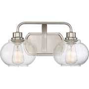 Quoizel Trilogy 17in 2-Light Vanity Light | Industrial Brushed Nickel and Clear Seedy Glass | Bathroom & Powder Room | Model TRG8602BN