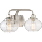Quoizel Trilogy 17in 2-Light Vanity Light | Industrial Brushed Nickel and Clear Seedy Glass | Bathroom & Powder Room | Model TRG8602BN