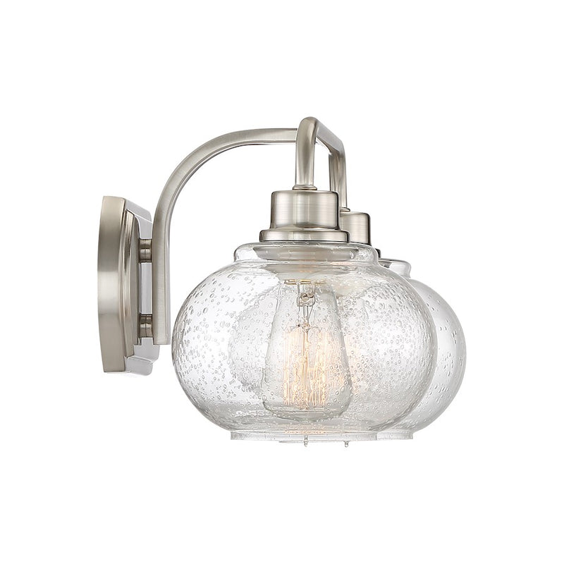 Quoizel Trilogy 17in 2-Light Vanity Light | Industrial Brushed Nickel and Clear Seedy Glass | Bathroom & Powder Room | Model TRG8602BN