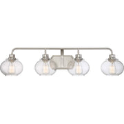 Quoizel Trilogy 36in 4-Light Vanity Light | Industrial Brushed Nickel and Clear Seedy Glass | Bathroom & Powder Room | Model TRG8604BN