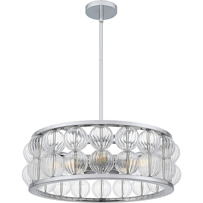 Quoizel Terrarock 5Light Pendant, Polished Chrome/Clear Ribbed Glass - TRK2823C