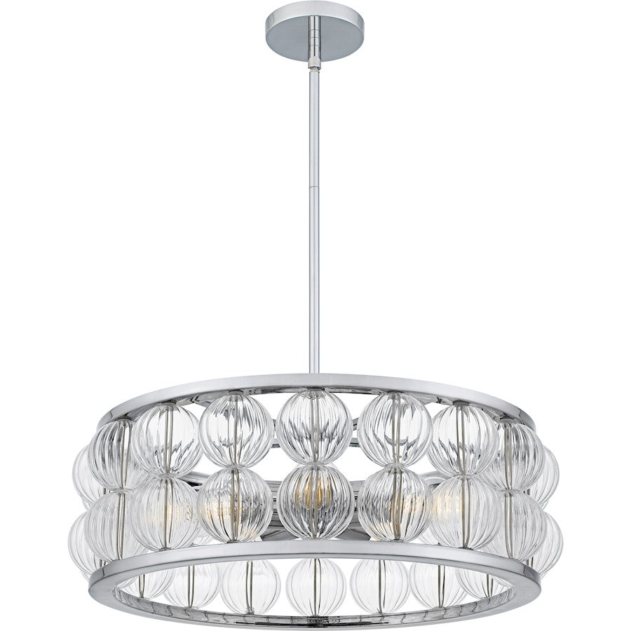 Quoizel Terrarock 5Light Pendant, Polished Chrome/Clear Ribbed Glass - TRK2823C