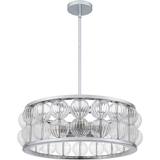 Quoizel Terrarock 5Light Pendant, Polished Chrome/Clear Ribbed Glass