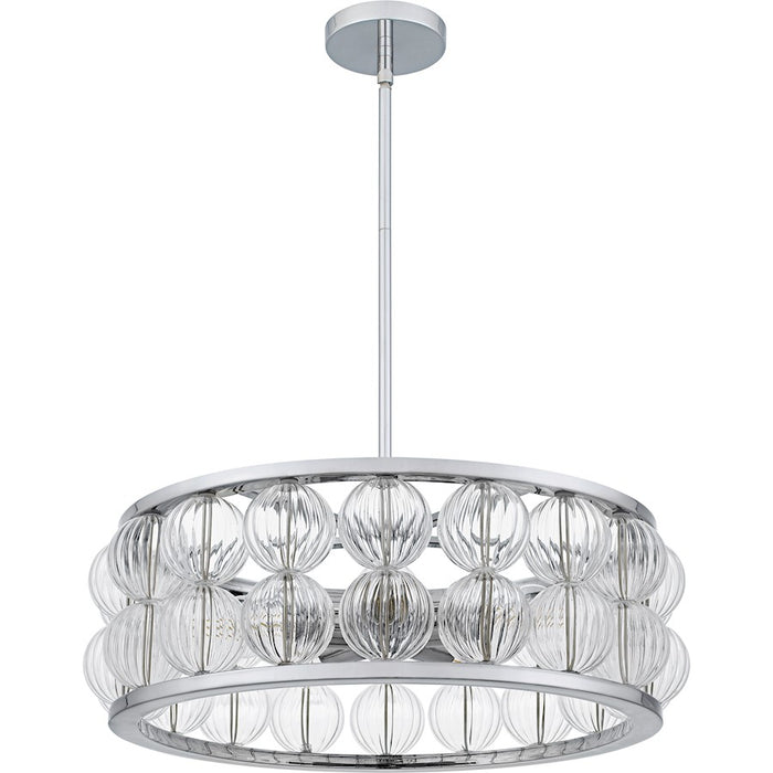 Quoizel Terrarock 5Light Pendant, Polished Chrome/Clear Ribbed Glass