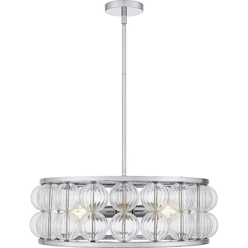 Quoizel Terrarock 5Light Pendant, Polished Chrome/Clear Ribbed Glass