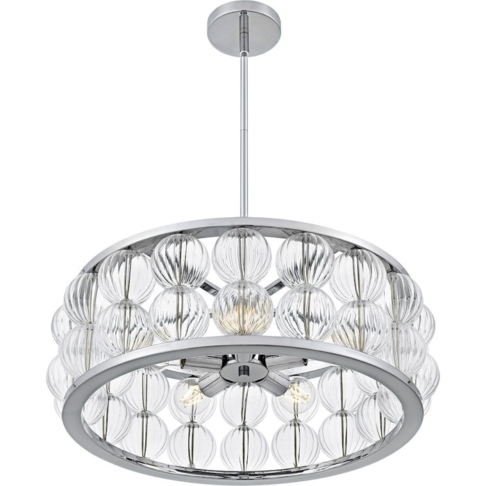Quoizel Terrarock 5Light Pendant, Polished Chrome/Clear Ribbed Glass