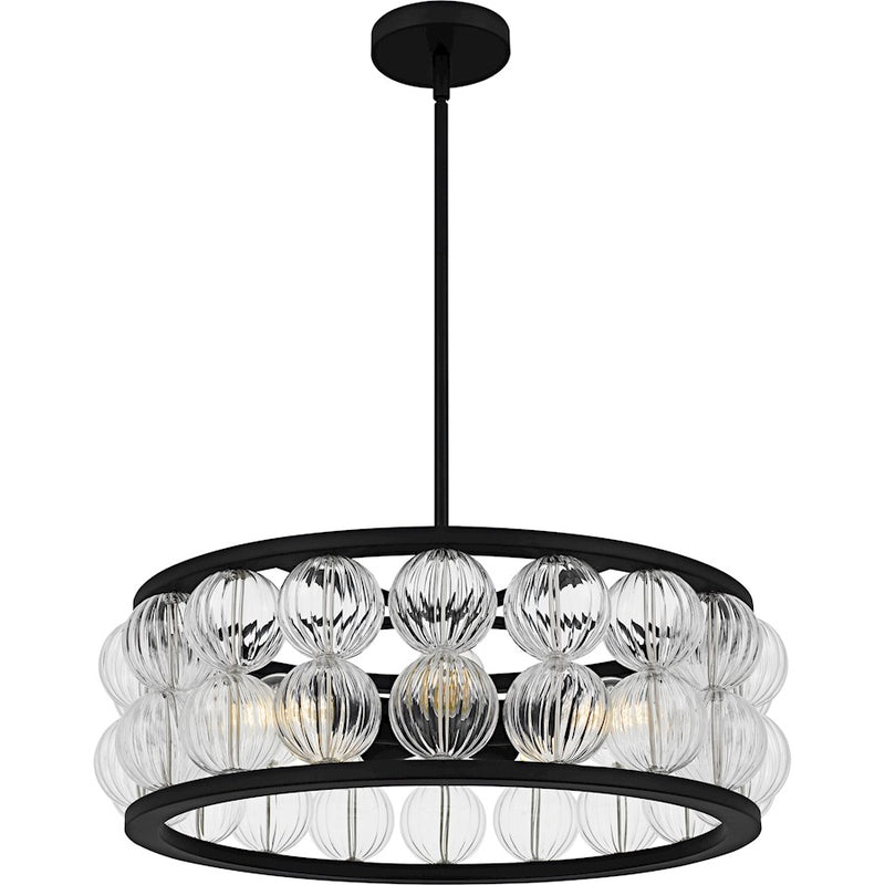 Quoizel Terrarock 5Light Pendant, Matte Black/Clear Ribbed Glass - TRK2823MBK