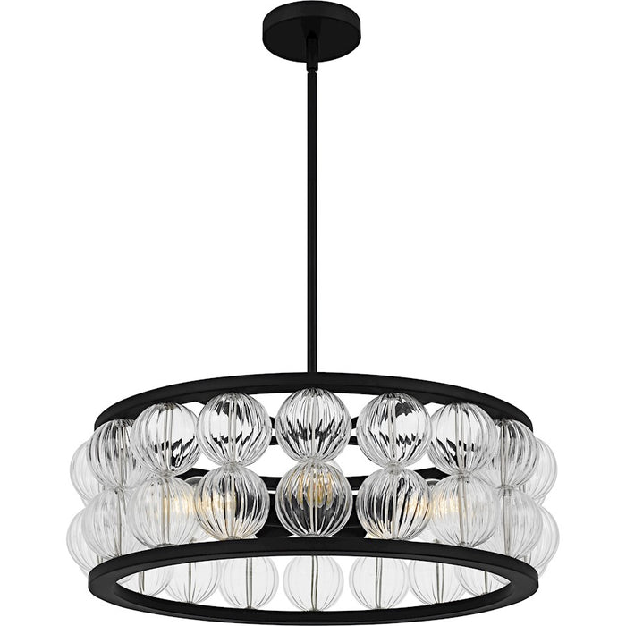 Quoizel Terrarock 5Light Pendant, Matte Black/Clear Ribbed Glass - TRK2823MBK