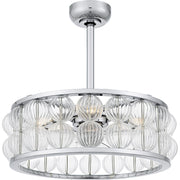 Quoizel Terrarock 4Lt Fandelier, Polished Chrome/Clear Ribbed - TRK3123C