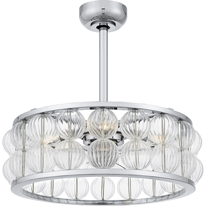 Quoizel Terrarock 4Lt Fandelier, Polished Chrome/Clear Ribbed - TRK3123C