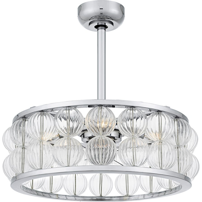 Quoizel Terrarock 4Lt Fandelier, Polished Chrome/Clear Ribbed - TRK3123C