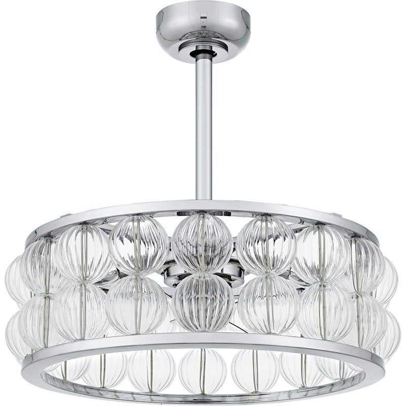 Quoizel Terrarock 4Lt Fandelier, Polished Chrome/Clear Ribbed
