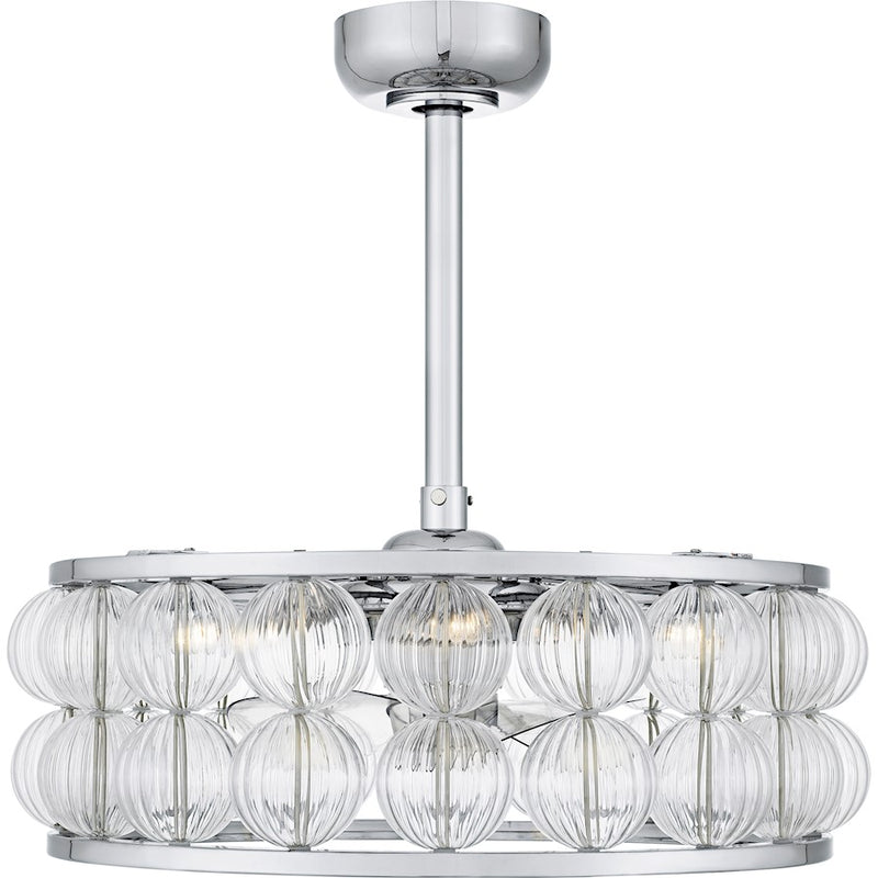 Quoizel Terrarock 4Lt Fandelier, Polished Chrome/Clear Ribbed