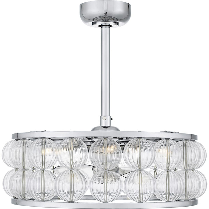 Quoizel Terrarock 4Lt Fandelier, Polished Chrome/Clear Ribbed