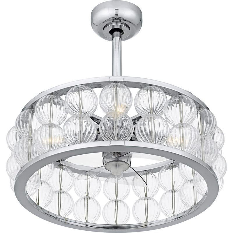 Quoizel Terrarock 4Lt Fandelier, Polished Chrome/Clear Ribbed