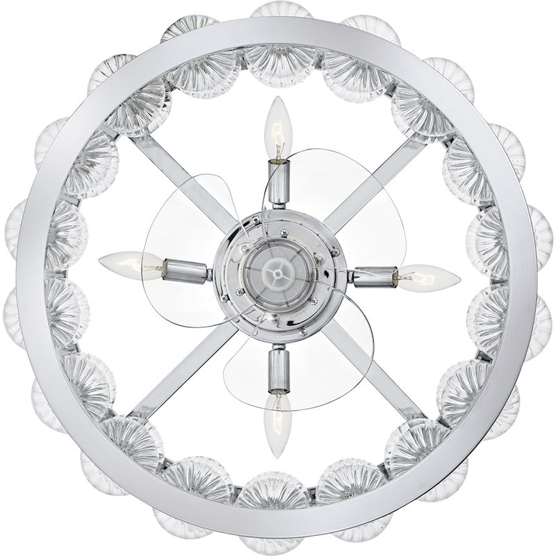 Quoizel Terrarock 4Lt Fandelier, Polished Chrome/Clear Ribbed
