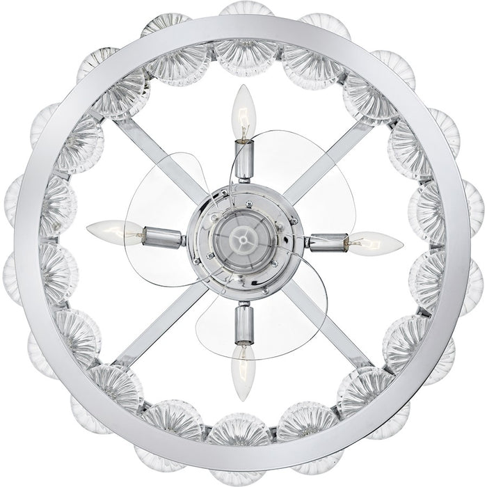 Quoizel Terrarock 4Lt Fandelier, Polished Chrome/Clear Ribbed