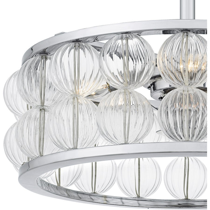 Quoizel Terrarock 4Lt Fandelier, Polished Chrome/Clear Ribbed