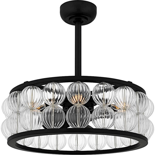 Quoizel Terrarock 4Light Fandelier, Matte Black/Clear Ribbed Glass - TRK3123MBK