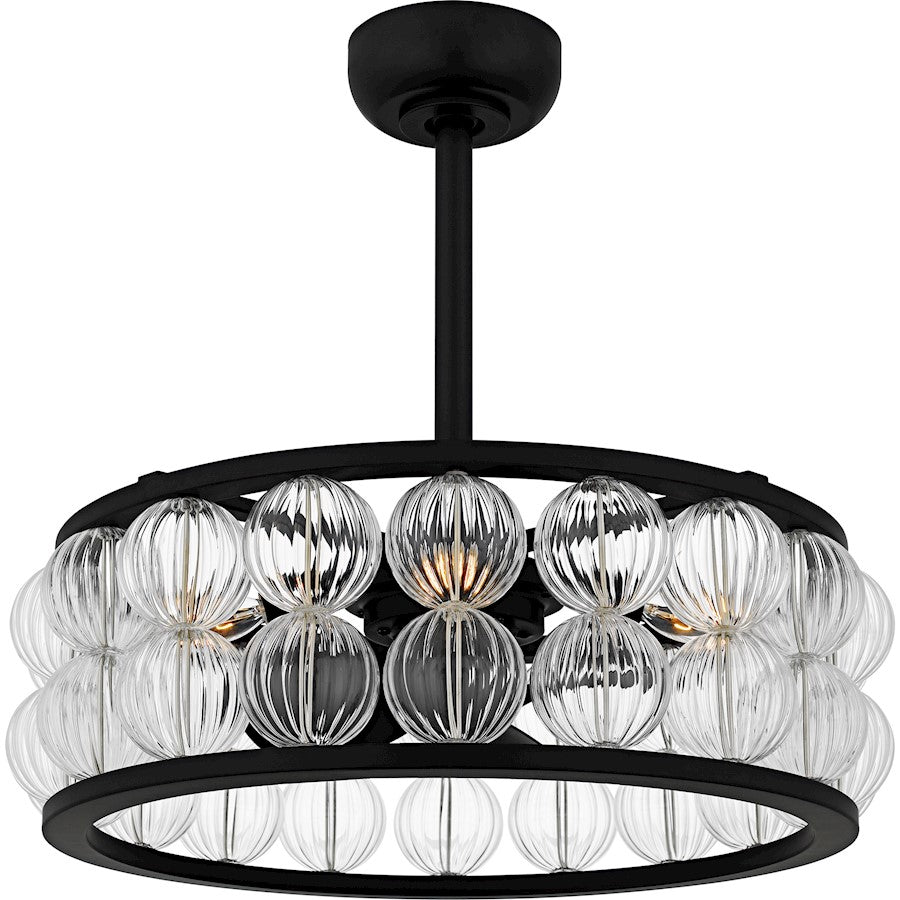 Quoizel Terrarock 4Light Fandelier, Matte Black/Clear Ribbed Glass - TRK3123MBK