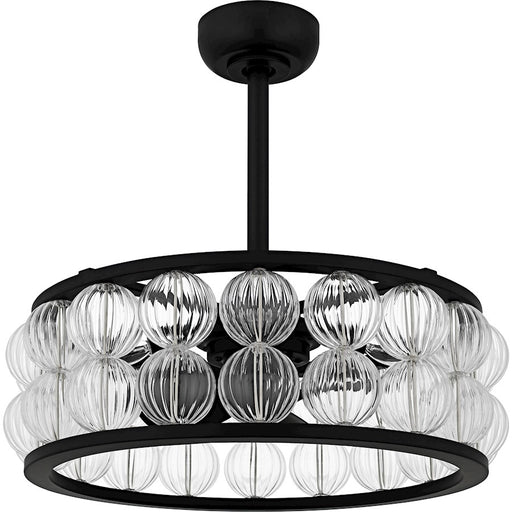 Quoizel Terrarock 4Light Fandelier, Matte Black/Clear Ribbed Glass