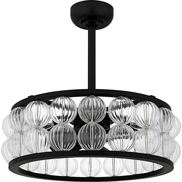 Quoizel Terrarock 4Light Fandelier, Matte Black/Clear Ribbed Glass