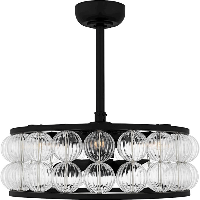 Quoizel Terrarock 4Light Fandelier, Matte Black/Clear Ribbed Glass