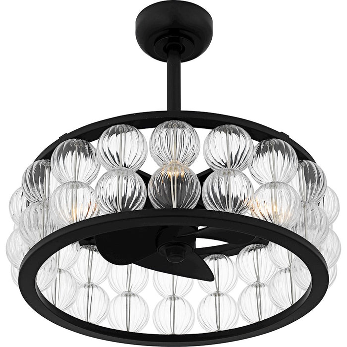 Quoizel Terrarock 4Light Fandelier, Matte Black/Clear Ribbed Glass