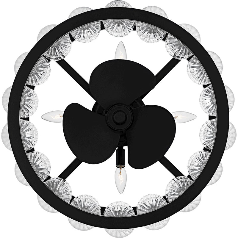 Quoizel Terrarock 4Light Fandelier, Matte Black/Clear Ribbed Glass