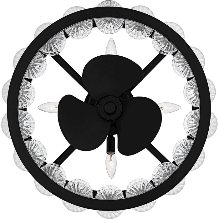 Quoizel Terrarock 4Light Fandelier, Matte Black/Clear Ribbed Glass