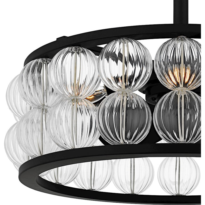 Quoizel Terrarock 4Light Fandelier, Matte Black/Clear Ribbed Glass