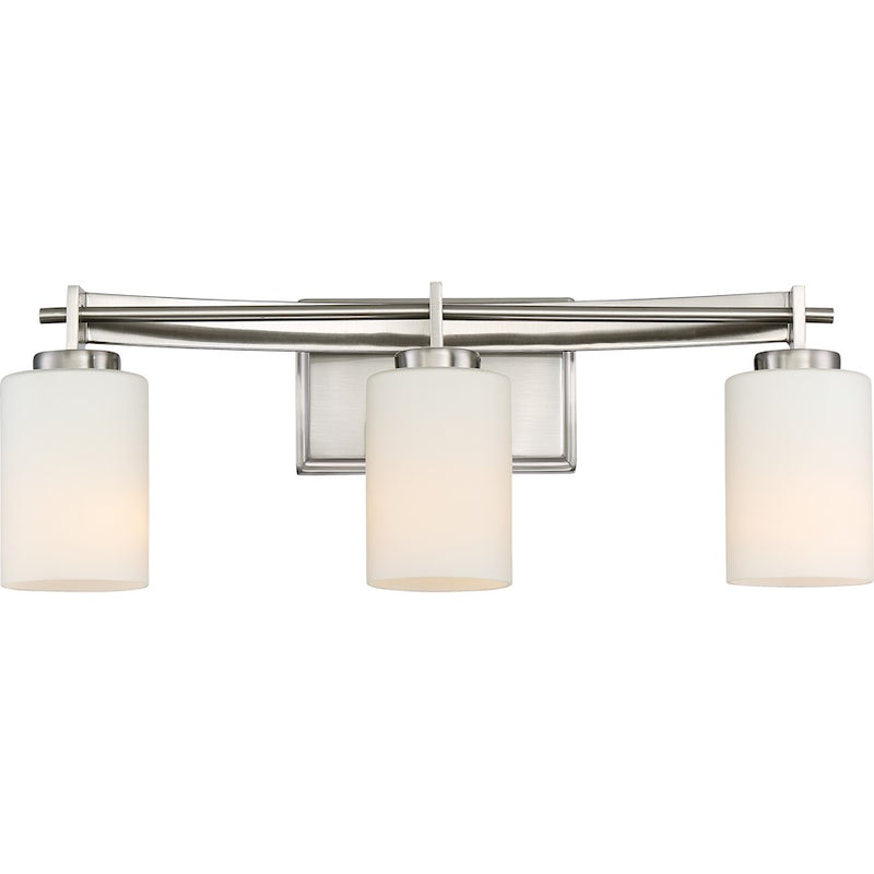 Quoizel Lighting Taylor 3 Light Bathroom Vanity Light, Brushed Nickel