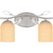 Quoizel Ulysses 16in 2-Light Vanity Light | Modern Brushed Nickel and Opal Etched Hammered Glass | Bathroom & Powder Room | Model ULY8616BN